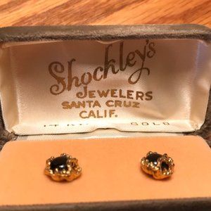 Gold black opal earrings